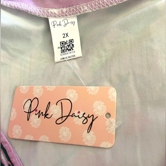 SOLD-PINK DAISY Comfy Purple Floral Geometric Pattern Easy Care Dress 2X New - Picture 3 of 11